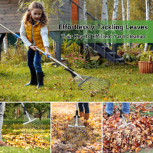 Load image into Gallery viewer, SANLIKE Metal rake, leaf rake with adjustable handle, garden leaf rake, thatch rake leaf collector, lawn heavy duty leaf rake
