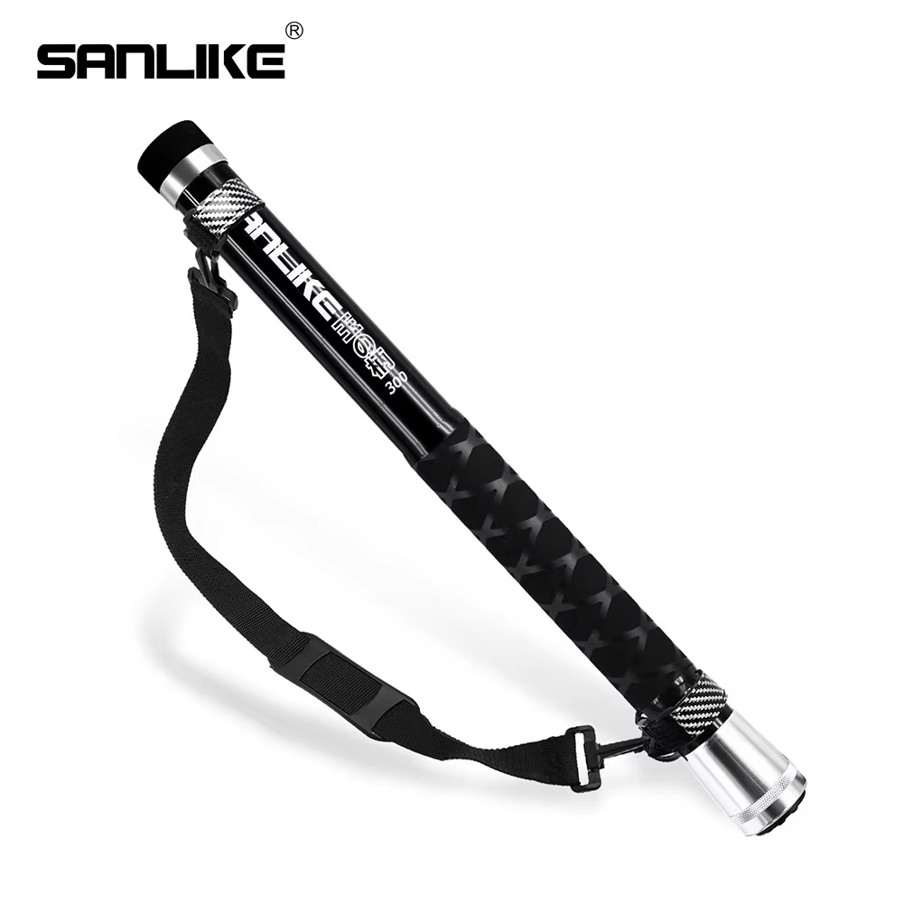 SANLIKE 3m Black Telescopic Carbon Fibre Fishing Net Long Handle Portable Compact Belt Landing Rod Fishing Net Rod Fishing Tools