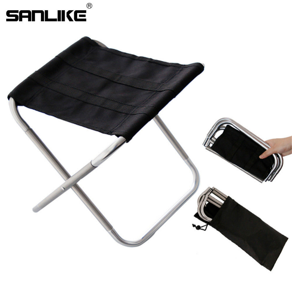 SANLIKE Aluminium Mini Folding Chair Ultra-Light Weight Anti-Rust Outdoor Camping Travel Fishing Chair Foldable Seat Stool