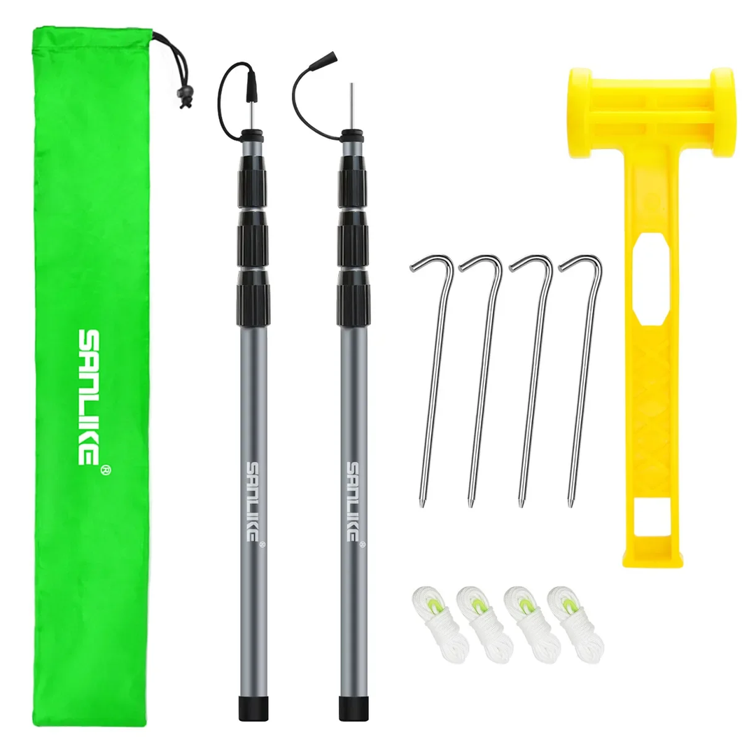 SANLIKE 250CM adjustable length tent pole set for camping and outdoor support poles Aluminium tent poles Tarpaulin poles