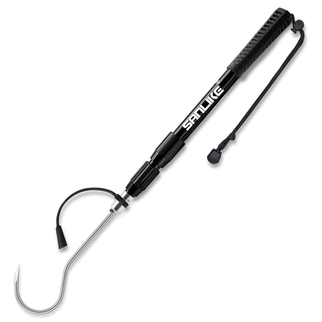 SANLIKE Telescopic Fishing Gaff with Stainless Fish Spear Hook Gripper No Slip Ruber Handle Outdoor Fishing Tackle Accessory