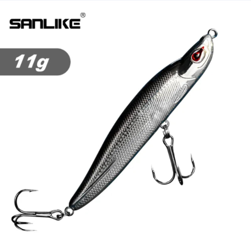 SANLIKE Fishing Lure Luminous Minnow Shape Hard Fishing Baits 8cm Artificial Luya Bait with Blood Groove Hook