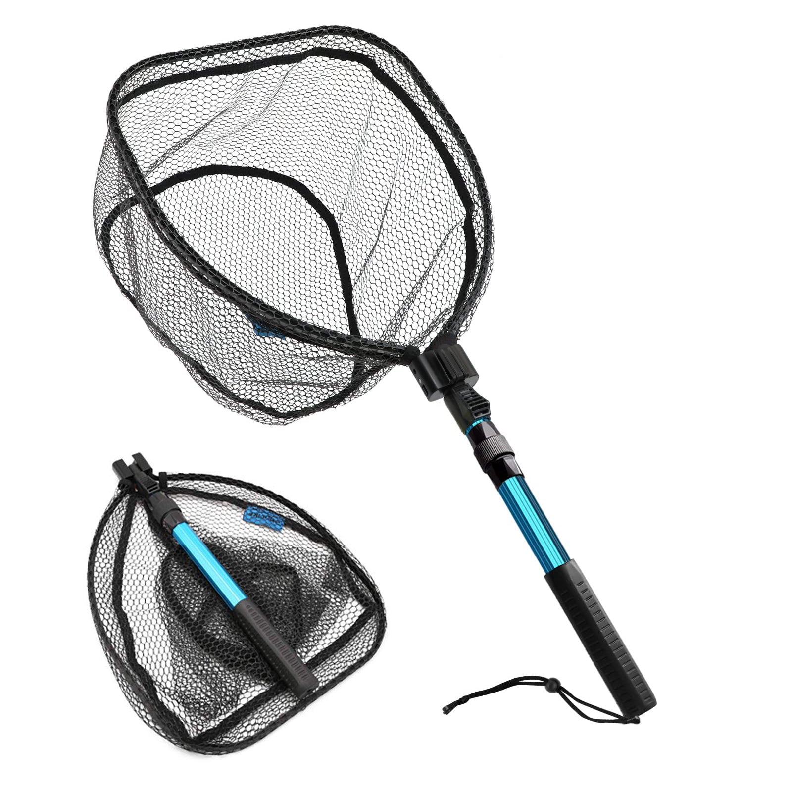 extension handle for fishing net SANLIKE Folding Fishing Landing Net Telescopic Rubber Coating Nylon Ha –  SANLIKE STORE