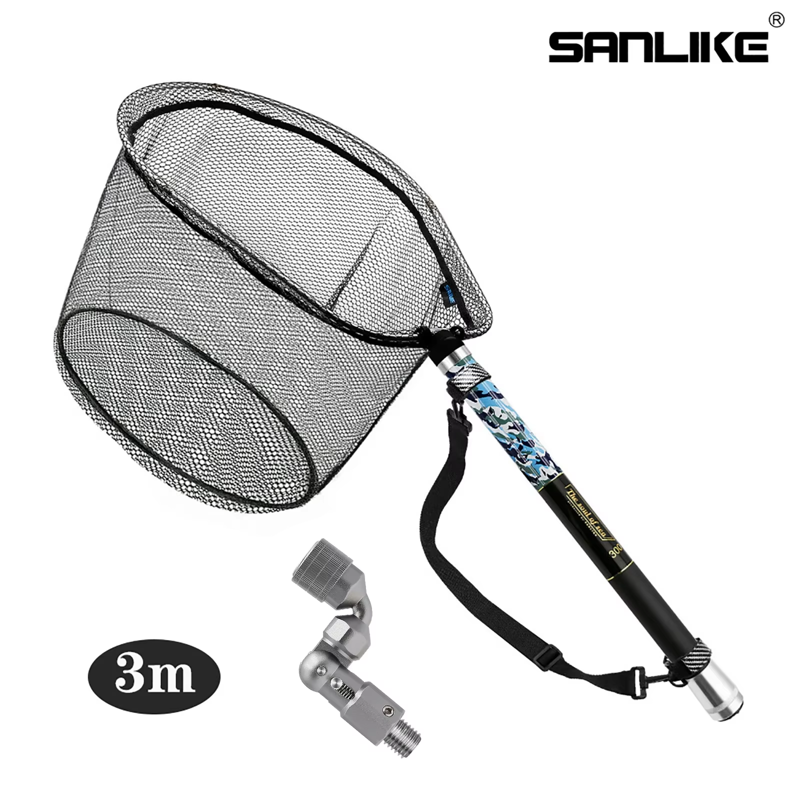 3m Fish Net SANLIKE 3M Fishing Net Carbon Fibre Fishing Rod and Folding Joint Set ...