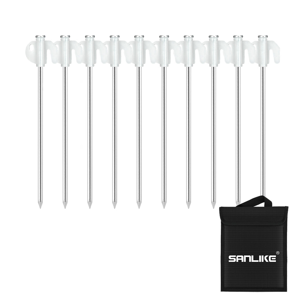 SANLIKE 10pcs/Set 20cm Floor Nails T Word With Luminous Iron Galvanized Outdoor Camping High Strength Tent Pegs Stakes Nails
