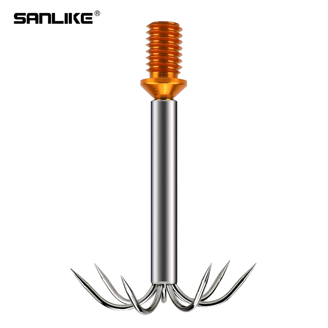 SANLIKE Fishing Gaff Stainless Steel Anchor Cuttlefish Squid 7 Pin Fish Hooks 1/2 Inch Thread Diameter Fishing Tackle Tool