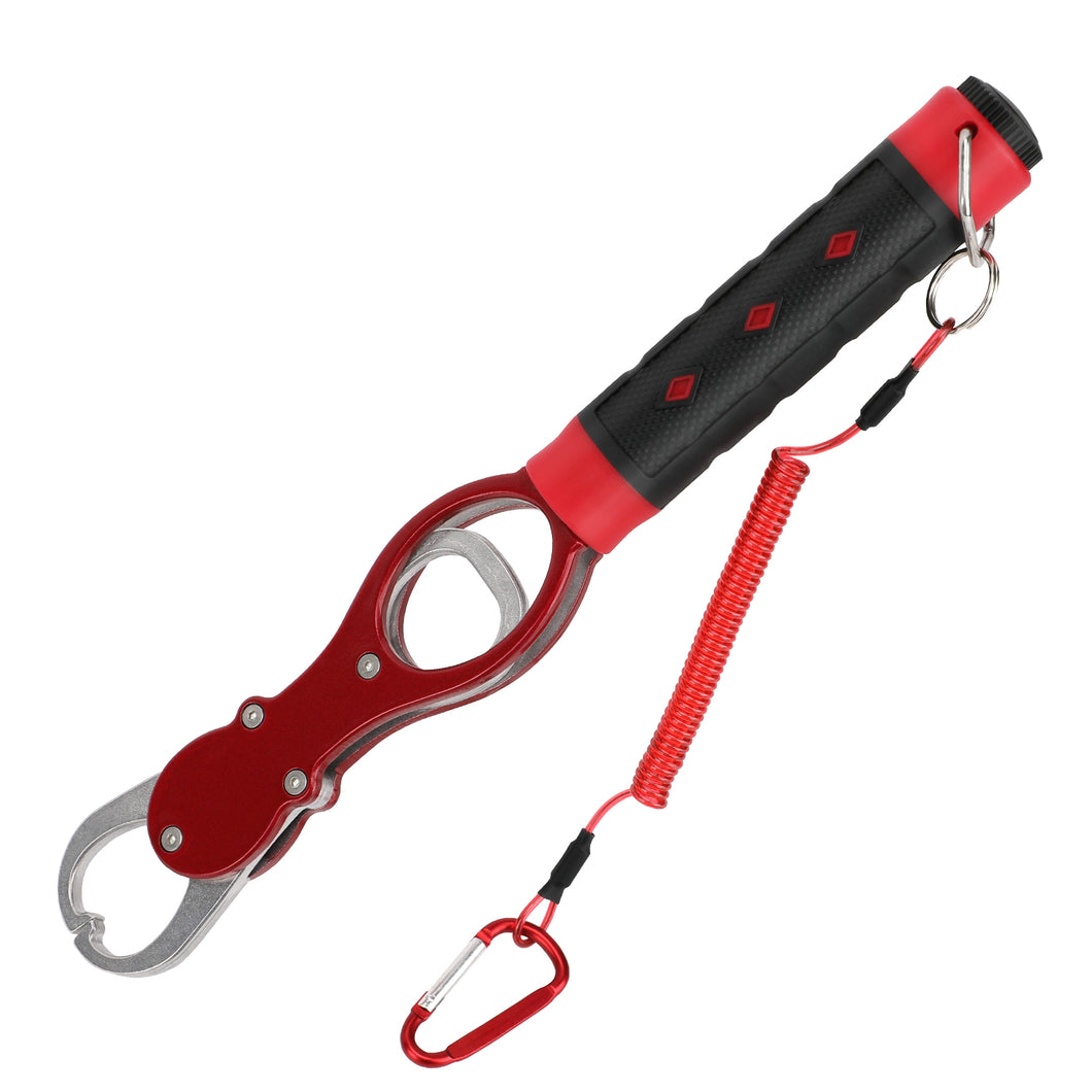 SANLIKE Fish Lip Grip Multifunctional Portable Fishing Gripper 360° Rotatable Rubber Handle Lanyard with Weighing Scale Tackle
