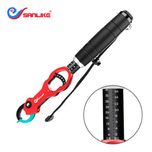 Load image into Gallery viewer, SANLIKE Aluminum Fishing Lip Gripper with Digital Scale EVA Non-Slip Handle Lanyard Anti-Lost One-Hand Operation Fishing Tools
