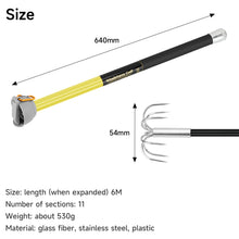Load image into Gallery viewer, SANLIKE 3m 4m 5m 6m Telescopic Squid Rod Stainless Steel 7-Claw Hooks Portable Anti-slip Handle with Plastic cover Carabiner Fishing Tool
