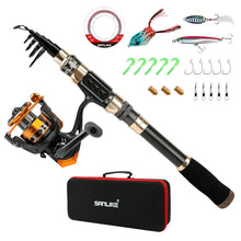 Load image into Gallery viewer, SANLIKE Fishing Rod and Reel Combo Carbon Fiber Fishing Poles Reel Set with Fishing Lures Line Kit Fishing Tool Accessories
