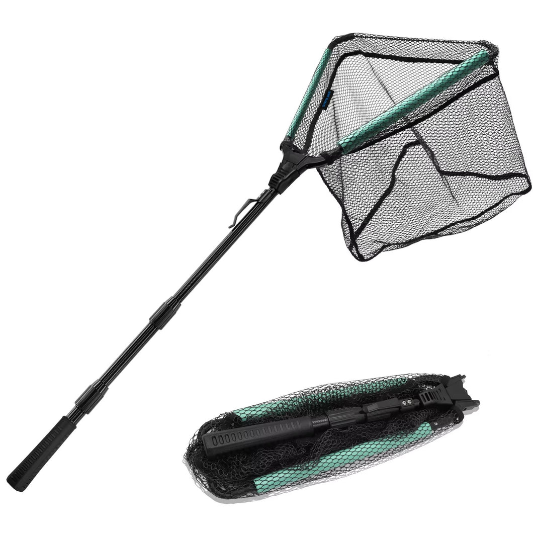 SANLIKE 1.8m Floating Fishing Net Fish Folding Landing Net with Telescopic Pole Handle Durable Rubber Coated Collapsible Net