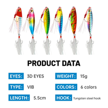 Load image into Gallery viewer, SANLIKE 6pcs Teppan Bait Jigger Lead Metal Jig Slow Jigger Trolling VIB Metal Sequin False Bait Hard Lure
