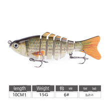 Load image into Gallery viewer, SANLIKE 10cm/15g Road Runner Multi-Section Lure 7-Section Bionic Lure Submerged Depth Lure Weighted Noise Balls Fishing Gear
