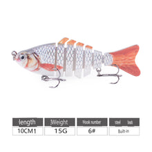 Load image into Gallery viewer, SANLIKE 10cm/15g Road Runner Multi-Section Lure 7-Section Bionic Lure Submerged Depth Lure Weighted Noise Balls Fishing Gear
