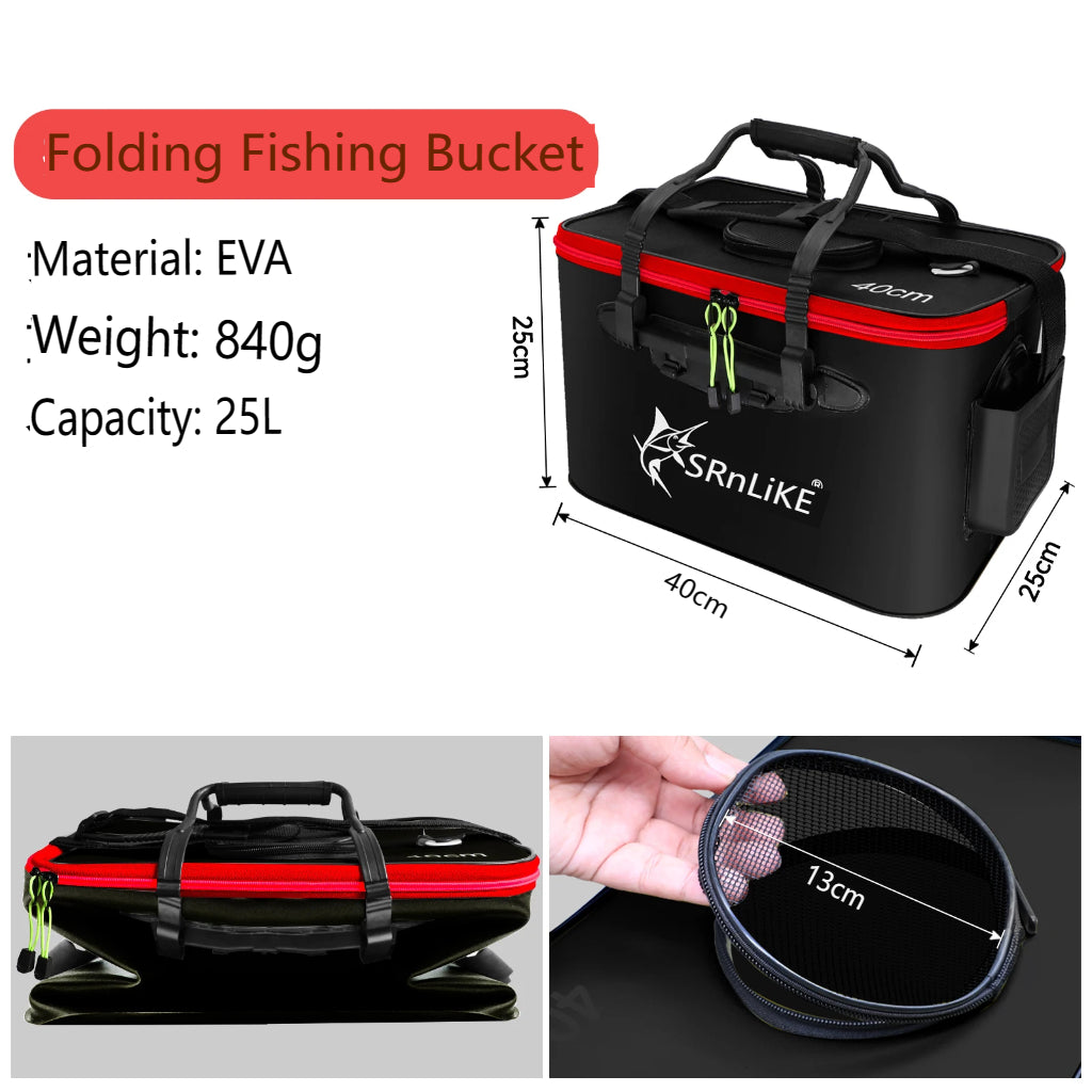 SANLIKE 40cm、50cm Live Fish Box, Fish Barrel EVA Waterproof Material, Water Container for outdoor activities Traveling, Fishing