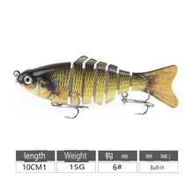 Load image into Gallery viewer, SANLIKE 10cm/15g Road Runner Multi-Section Lure 7-Section Bionic Lure Submerged Depth Lure Weighted Noise Balls Fishing Gear
