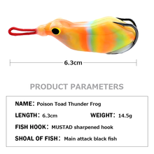 Load image into Gallery viewer, SANLIKE 6.3cm 14.5g Modified Thunder Frog Soft Bait with Groove Double Hooks Long-range Black Fish Fake Bait Fishing Tackle
