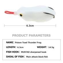 Load image into Gallery viewer, SANLIKE 6.3cm 14.5g Modified Thunder Frog Soft Bait with Groove Double Hooks Long-range Black Fish Fake Bait Fishing Tackle
