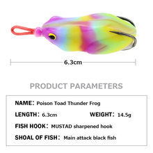 Load image into Gallery viewer, SANLIKE 6.3cm 14.5g Modified Thunder Frog Soft Bait with Groove Double Hooks Long-range Black Fish Fake Bait Fishing Tackle
