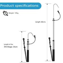 Load image into Gallery viewer, SANLIKE 60cm Telescopic Fishing Hook Stainless Steel Hook Aluminium Telescopic Pole Rubber Grip Outdoor Fishing Accessories
