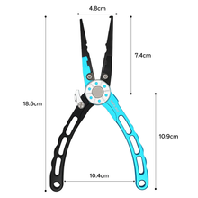 Load image into Gallery viewer, SANLIKE Aluminium Multifunctional Fishing Pliers Portable with Cord Anti Rust Hook Remover Fishing Line Scissors Fishing Tools
