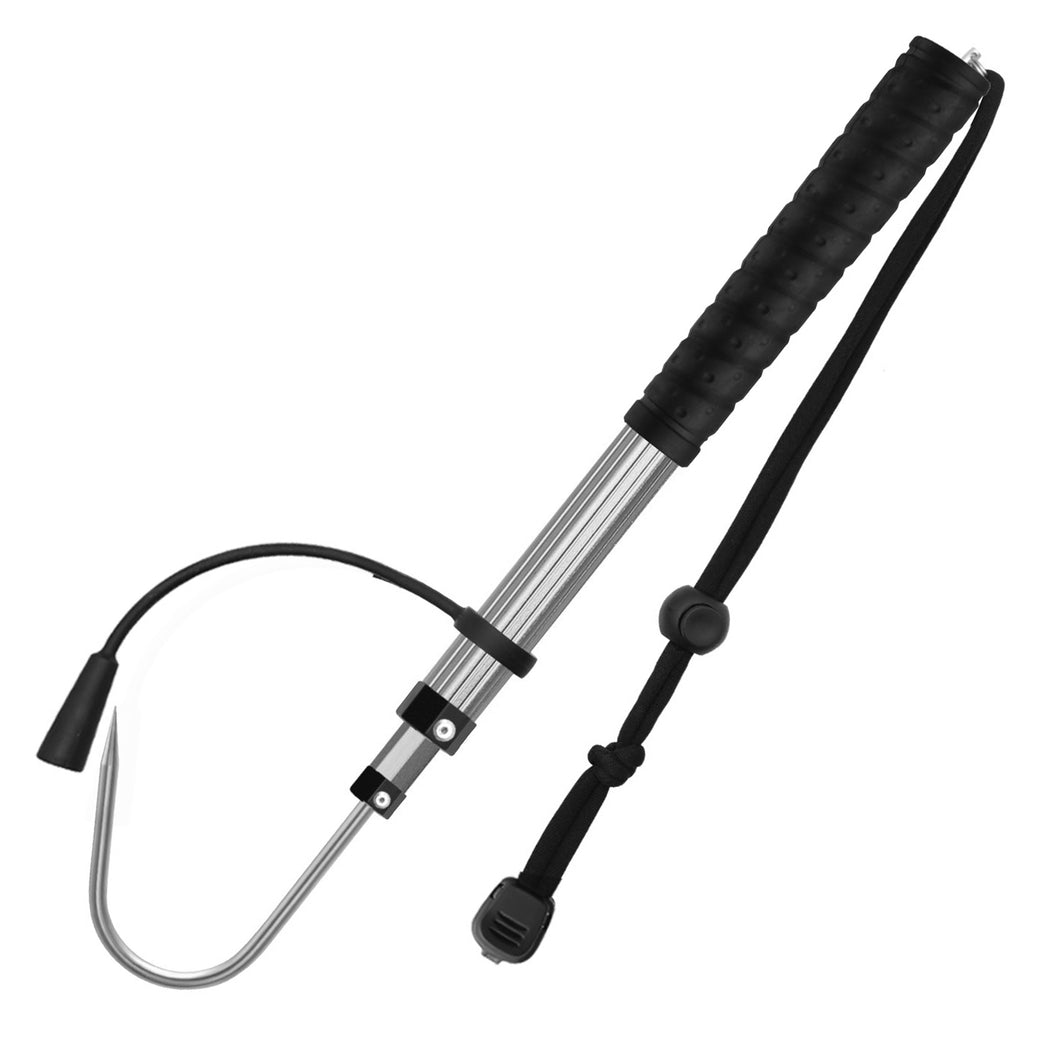 SANLIKE 90cm Fishing Spear Hook Telescopic Stainless Steel Fishing Gaff with String Non-slip Handle Tool Accessories