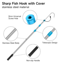 Load image into Gallery viewer, SANLIKE Telescopic Fish Gaff with Stainless Fishing Spear Hook Tackle 1.8M/2.1M Stainless Pole For Salt water Offshore Ice Tool

