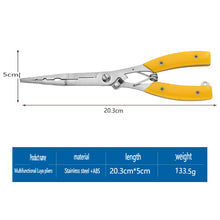 Load image into Gallery viewer, SANLIKE Extended version stainless steel self-locking pliers open ring cut line hook removal multifunctional fishing scissors
