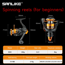 Load image into Gallery viewer, SANLIKE Spinning Fishing Reels Rubber Grip Fishing Reel 5.2:1 Gear Ratio 13+1 BB Max Drag 8Kg For Saltwater Fishing Accessories
