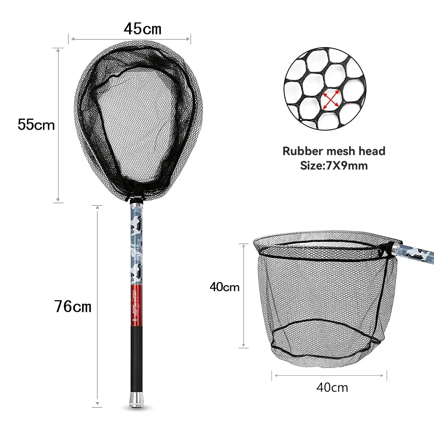 7m fishing pole SANLIKE 8m Portable Net Telescopic Carbon Fiber Rod Fishing Dip Net Handle Gray Camouflage Fishing Dip Net Set 9KM Fishing Hooks for Gift Ideas regardless of whether you Color & Size:Killler Jigs 3/8 Oz Black/Black/Chartreuse 10PK