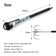 Load image into Gallery viewer, SANLIKE Stainless Steel Squid Gaff Five Hooks Extendable Contractile Gripper Squids Hook Fishing Gear 6M Retractable Squid Hook
