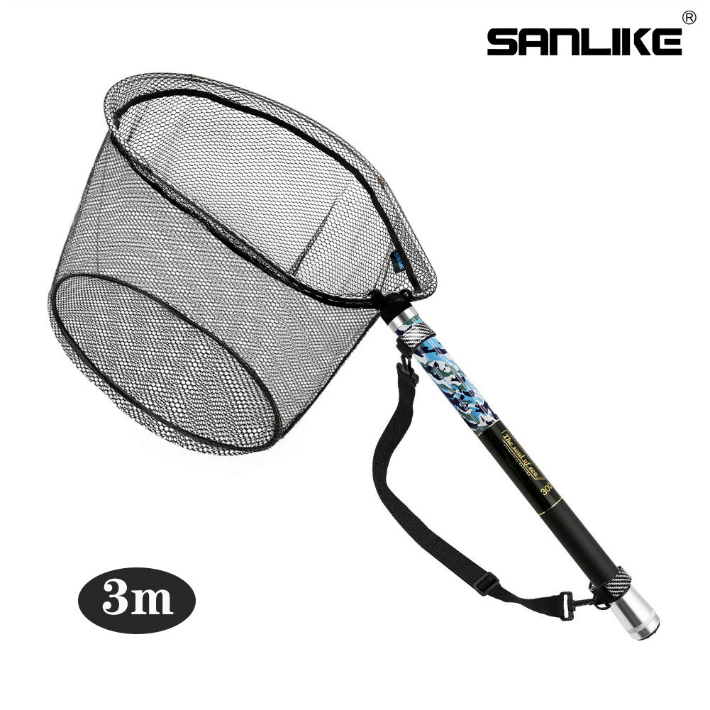 SANLIKE Fishing Net Folding Telescopic Adjustable Pattern for Freshwater Seawater Landing Net Tackle Accessories