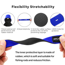 Load image into Gallery viewer, SANLIKE 10 Piece Blue Fishing Rod Ties Straps Sling Fasteners Elasticated Bandages Fishing Rods Outdoor Fishing Accessories
