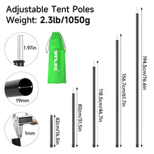 Load image into Gallery viewer, SANLIKE 2-Piece 190cm Iron Tent Pole Adjustable Tarpaulin Pole Tarpaulin Awning Camping Iron Pole Spring Hook Pole
