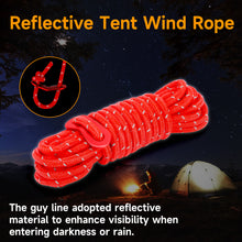 Load image into Gallery viewer, SANLIKE 8pcs Thick Reflective Rope 4M 5mm Outdoor Tent Rope Ent Rope Floor Nail Tent Stakes Parachute Cord Lanyard
