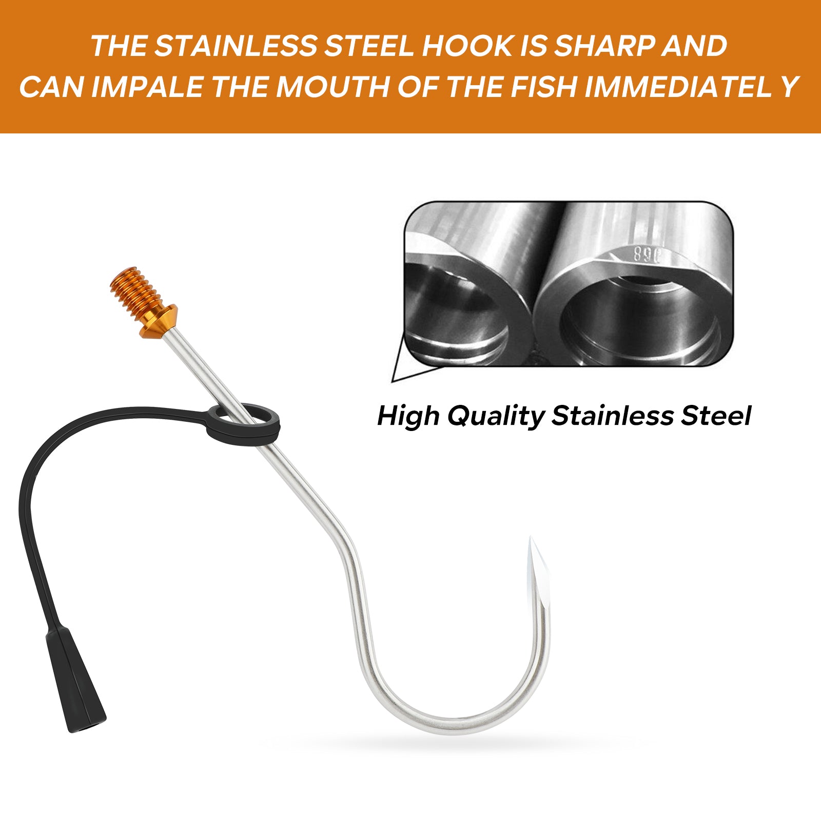 SANLIKE Stainless Steel Fishing Hook Holder Gaff Tip with 12mm Screw  Fishhooks