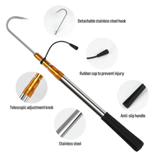 Load image into Gallery viewer, SANLIKE Telescopic Fish Gaff Pole with Stainless Sea Fishing Spear Hook Tackle Rubber Handle for Saltwater Offshore Tool
