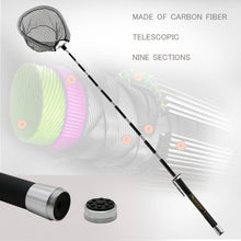 Load image into Gallery viewer, SANLIKE 3m Telescopic Fishing Net Portable Carbon Long Handle Pole 9 Section Landing Nets Rod Fishing Tool Accessories
