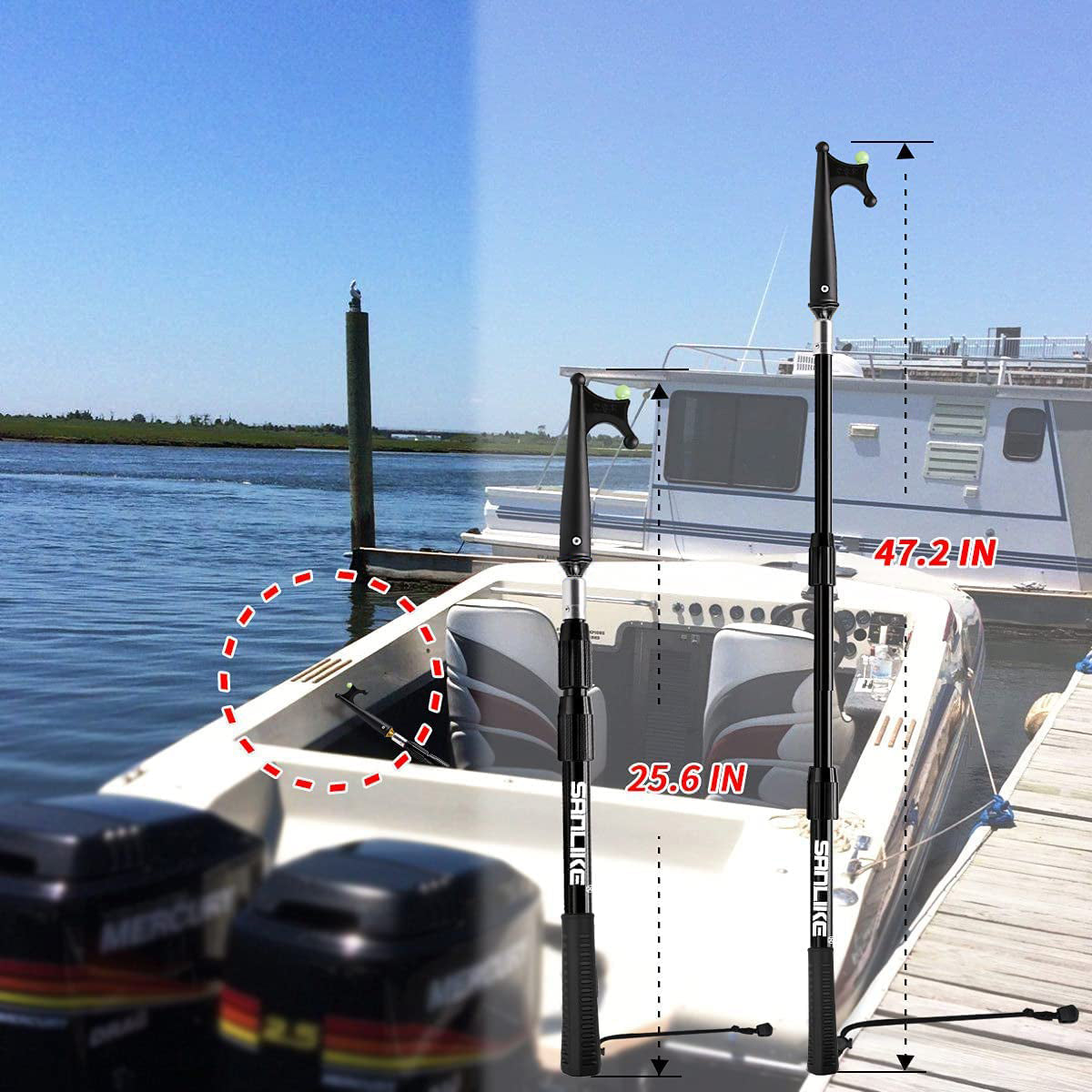 Marine Kayak Boat Telescoping Hook Pole For Docking From 47.2