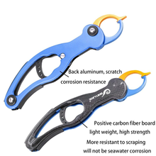 Load image into Gallery viewer, SANLIKE Fishing Lip Grip Aluminum Fishing Pliers Handle with Lost Cord Easy to Carry Fisherman Control Tackle Tools
