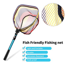 Load image into Gallery viewer, SANLIKE Foldable Telescopic Rod Fishing Net Colored Rubber Coating Fishing Net Freshwater Seawater Landing Net for Trout Bass Steelhead Salmon
