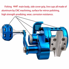 Load image into Gallery viewer, SANLIKE Trolling Ocean Reel Fly Fishing Reel Left &amp; Right Hand Max Drag 28kg 7BB+1 Bearing CNC Aluminum Alloy wear resistant
