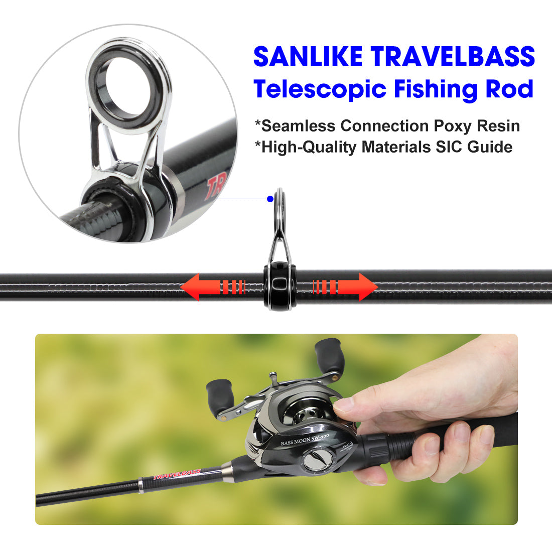 carbon fibre telescopic fishing rod SANLIKE 2.3/2.5/2.8M Casting Rods Spinning Rods Carbon Fibre Telescopi –  SANLIKE STORE