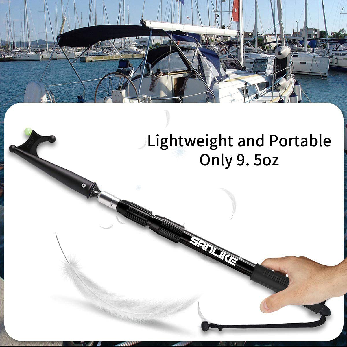 SANLIKE Telescoping Boat Hooks Adjustable Boat Push Hook Rod with Luminous  Beads Docking Telescopic Rod TPR Non-Slip Handle Boating Accessories Hook  Boat Device