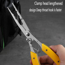 Load image into Gallery viewer, SANLIKE Extended version stainless steel self-locking pliers open ring cut line hook removal multifunctional fishing scissors
