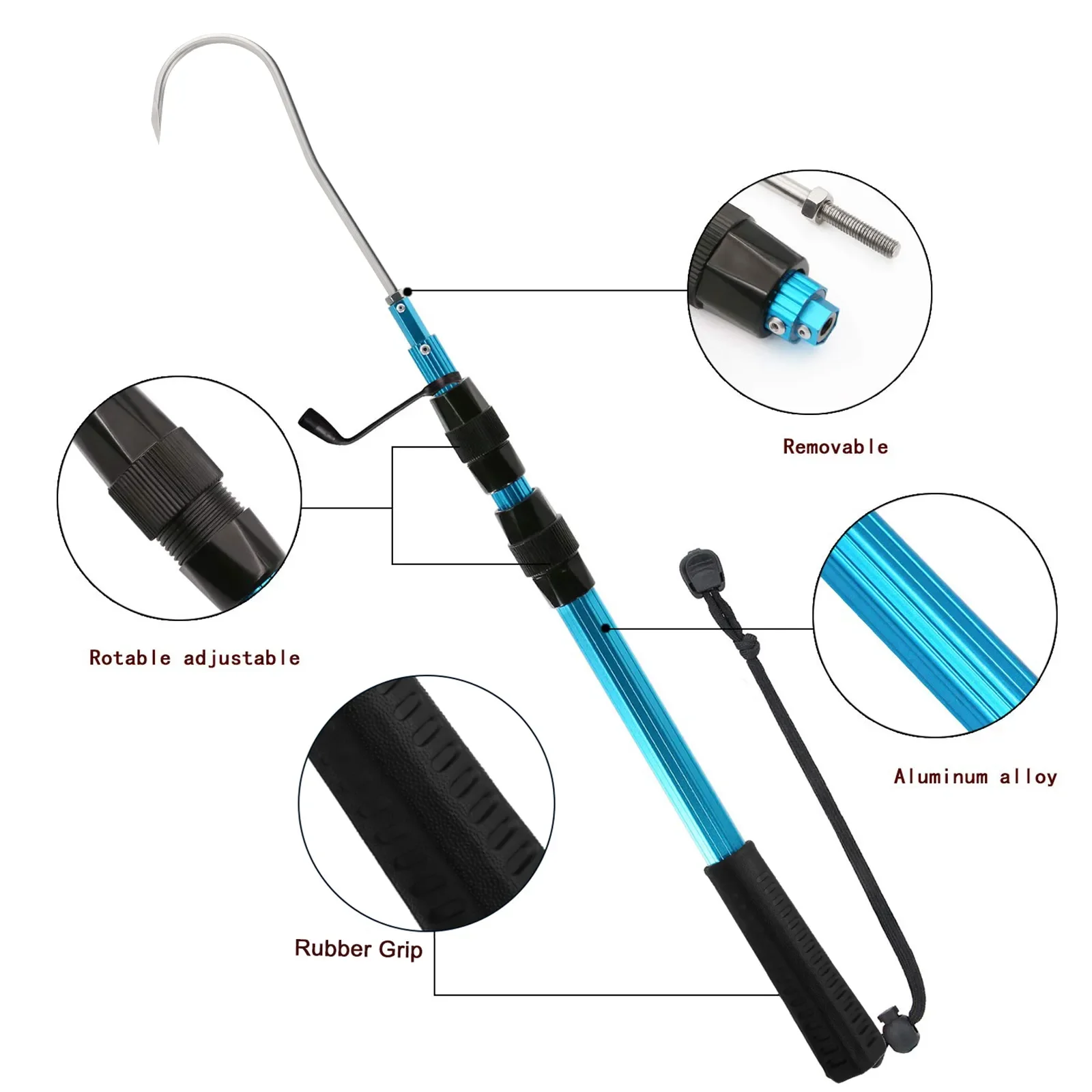 SANLIKE 140cm Stainless Steel Telescopic Fishing Hook Five Claw Hook S –  SANLIKE STORE