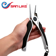 Load image into Gallery viewer, SANLIKE Multi-Function Fishing Pliers Tainless Steel Fishing Line Scissors Fishing Tackle Grip Split Ring Pliers Pesca Tool
