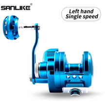 Load image into Gallery viewer, SANLIKE Trolling Ocean Reel Fly Fishing Reel Left &amp; Right Hand Max Drag 28kg 7BB+1 Bearing CNC Aluminum Alloy wear resistant
