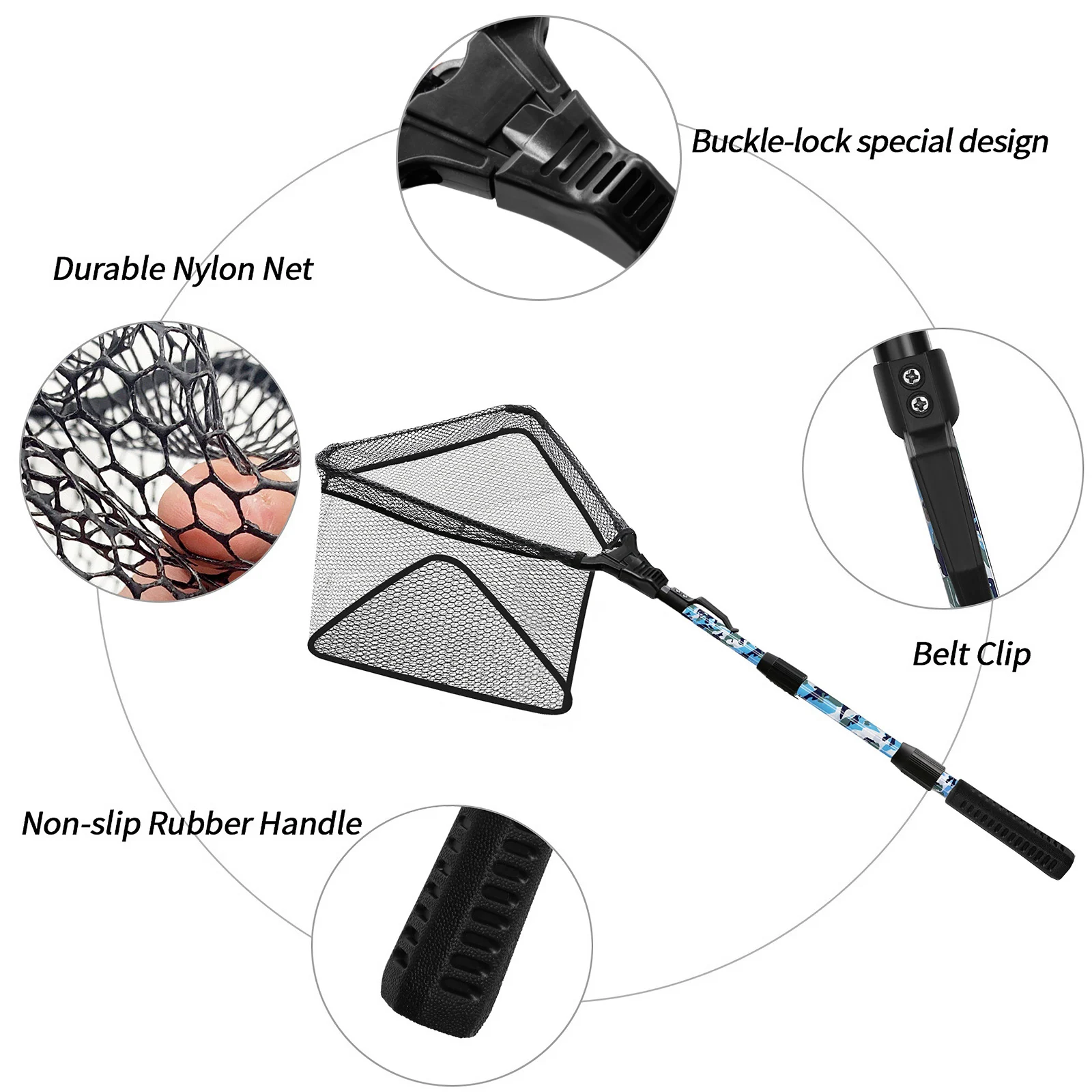 SANLIKE Fishing Net Collapsible Retractable Sturdy Pole Handle Fish Dr – SANLIKE STORE