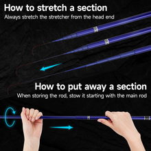 Load image into Gallery viewer, SANLIKE 1.8-4.5m Fishing Rods Short Section Telescopic Carbon Ultralight Fishing Rods Blue Hard Fishing Stream Rods
